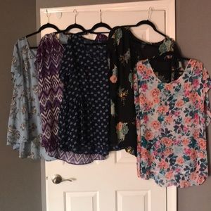 Lot of Five Torrid Chiffon Tops Size 3